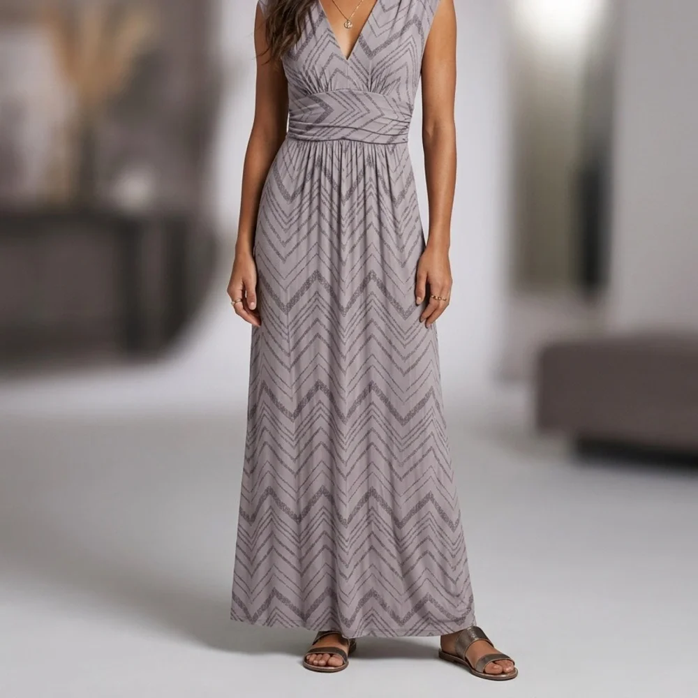 The Goddess Chevron Herringbone Maxi Dress - Picture 3 of 5